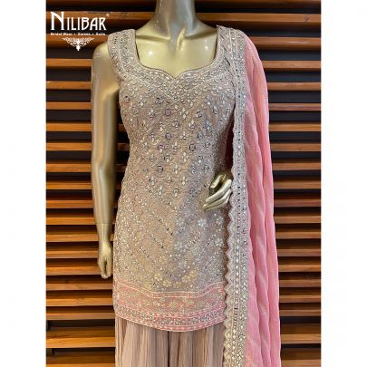 Beige Silk Georgette Palazzo