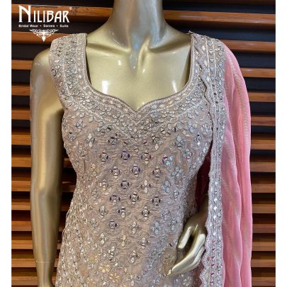 Beige Silk Georgette Palazzo