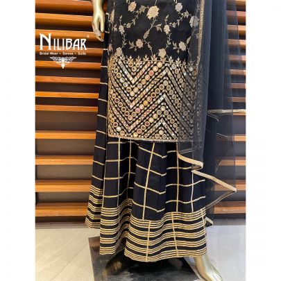 Black Silk Palazzo Suit