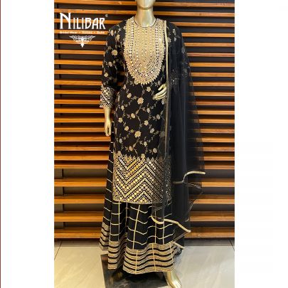 Black Silk Palazzo Suit