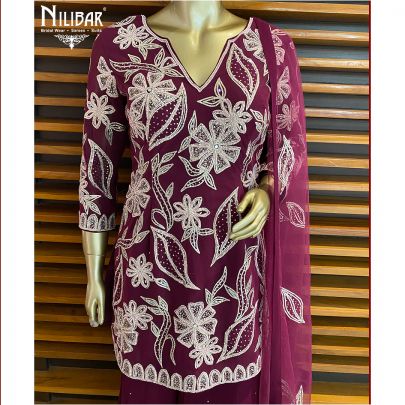 Boysenberry Purple Net and Georgette Suit