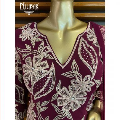 Boysenberry Purple Net and Georgette Suit