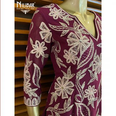 Boysenberry Purple Net and Georgette Suit