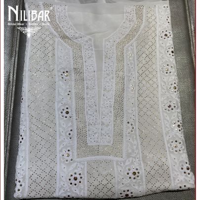 Cream Georgette Lucknowi Unstitched Suit