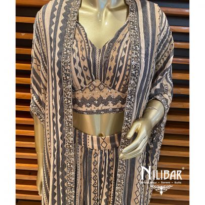 Cream/Grey Chinon Jacket Style Suit