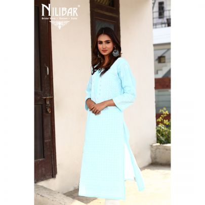Light Blue Cotton Kurti
