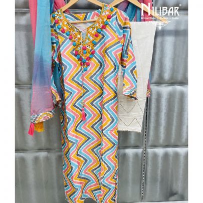 Multi Colour Cotton Pant Suit