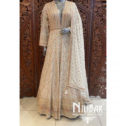 Cream Georgette Sequin Anarkali