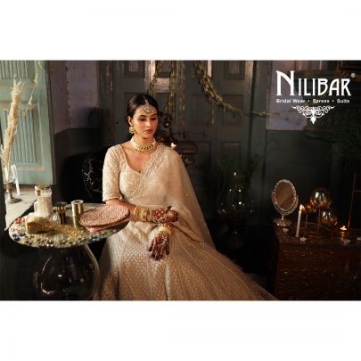 Cream Net Heavy Lehenga