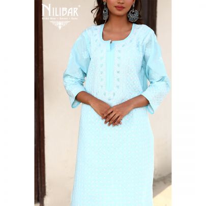 Light Blue Cotton Kurti
