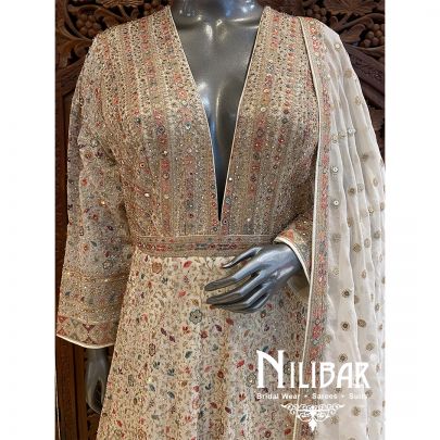 Cream Georgette Sequin Anarkali