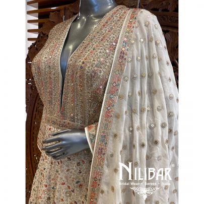 Cream Georgette Sequin Anarkali