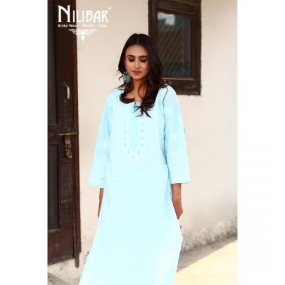 Light Blue Cotton Kurti