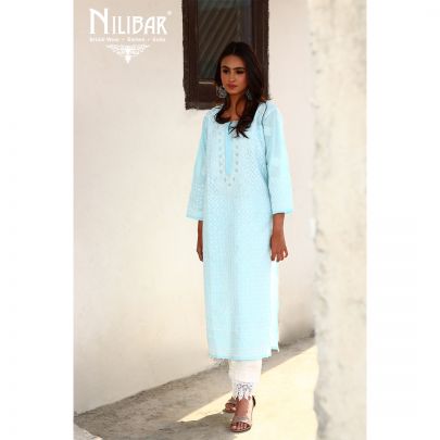 Light Blue Cotton Kurti