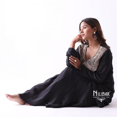 Black Satin Wrapped Skirt Suit