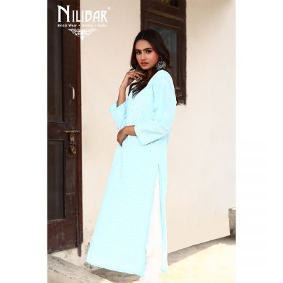 Light Blue Cotton Kurti