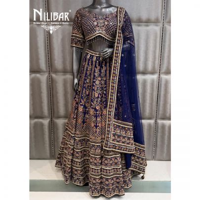 Blue Crepe Lehenga Choli With Dupatta