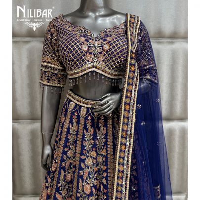 Blue Crepe Lehenga Choli With Dupatta