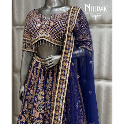 Blue Crepe Lehenga Choli With Dupatta