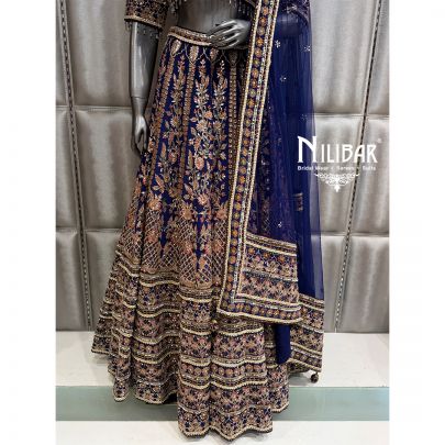 Blue Crepe Lehenga Choli With Dupatta