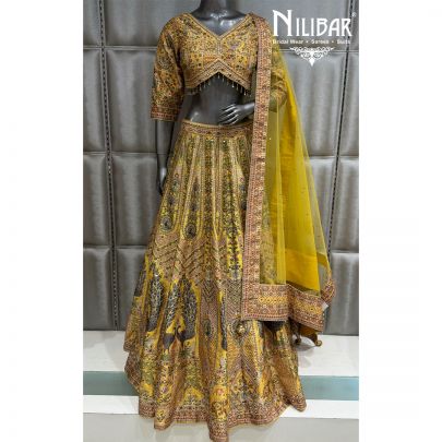 Lemon Crepe Lehenga Choli With Dupatta