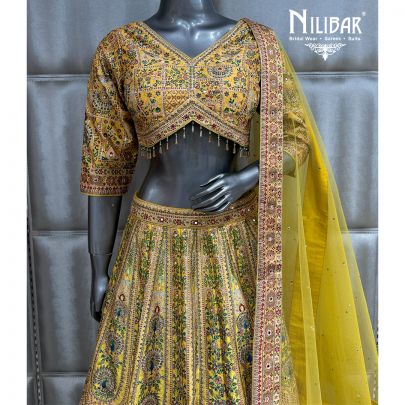 Lemon Crepe Lehenga Choli With Dupatta