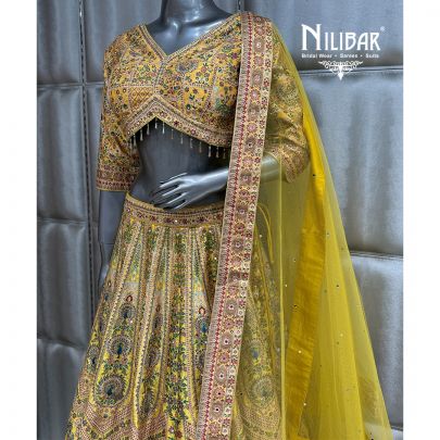 Lemon Crepe Lehenga Choli With Dupatta