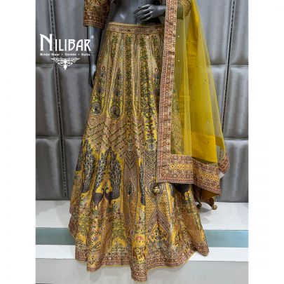 Lemon Crepe Lehenga Choli With Dupatta