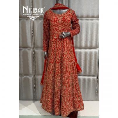Tomato Red Georgette Long Length Anarkali