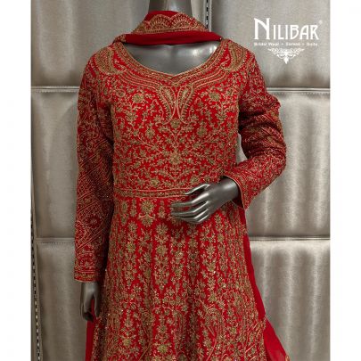 Tomato Red Georgette Long Length Anarkali