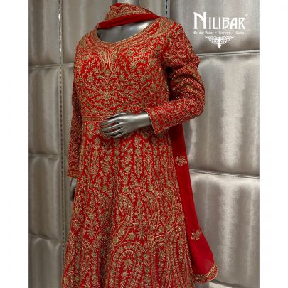 Tomato Red Georgette Long Length Anarkali