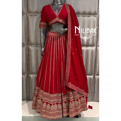 Red Silk Lehenga Choli Paired With Tebby Silk Dupatta