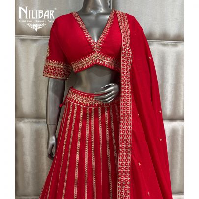 Red Silk Lehenga Choli Paired With Tebby Silk Dupatta