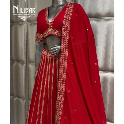 Red Silk Lehenga Choli Paired With Tebby Silk Dupatta