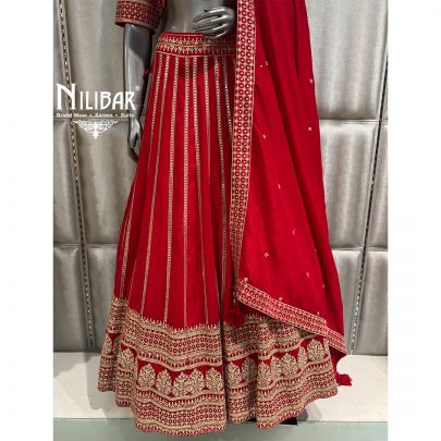 Red Silk Lehenga Choli Paired With Tebby Silk Dupatta