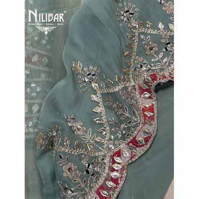 Light Green Lamé Silk Unstitched Suit