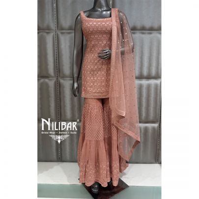 Peach Georgette Sharara Suit