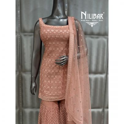 Peach Georgette Sharara Suit