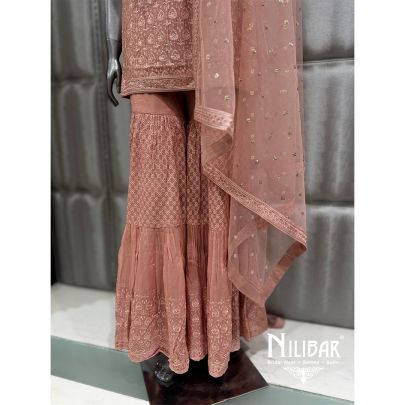 Peach Georgette Sharara Suit
