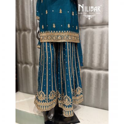 Teal Blue Chinon Jaffa Pants