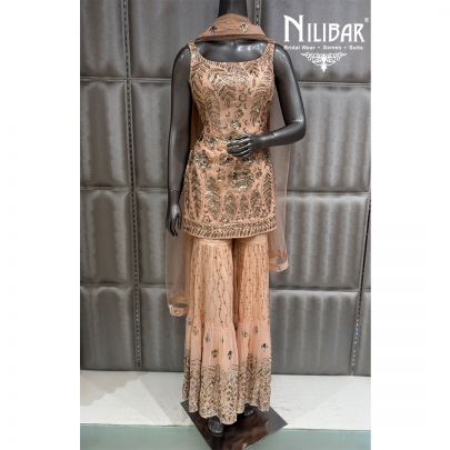 Peach Georgette Sharara Suit