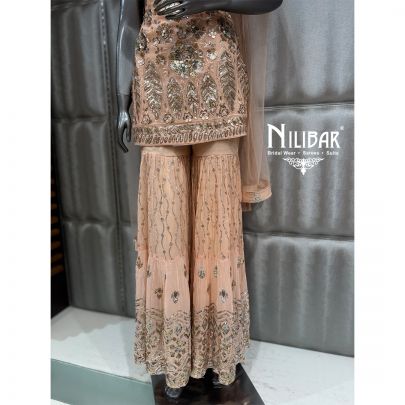Peach Georgette Sharara Suit