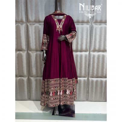 Wine Silk Anarkali Suit