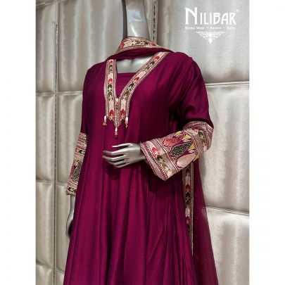 Wine Silk Anarkali Suit