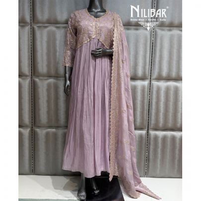 Lilac Chinnon Anarkali Suit