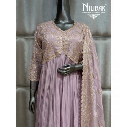 Lilac Chinnon Anarkali Suit