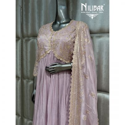 Lilac Chinnon Anarkali Suit