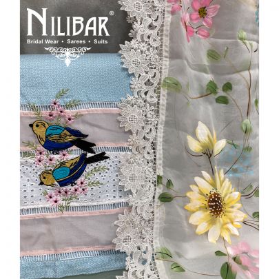 Sky Blue Pakistani Unstitched Suit