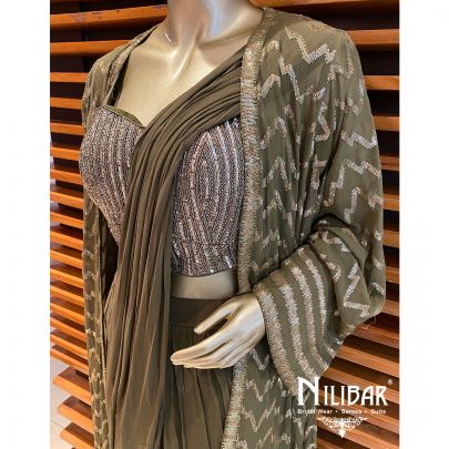 Green Georgette Jacket Style Suit