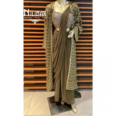 Green Georgette Jacket Style Suit